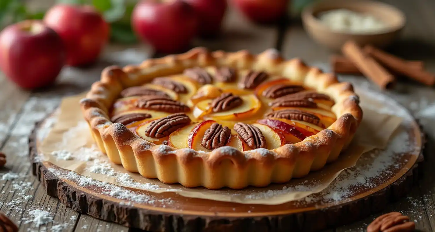 Quick Recipe for Apple and Pecan Danish Pastry Tart